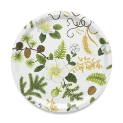 Barr & Blom offwhite-grön rund bricka Ø31cm