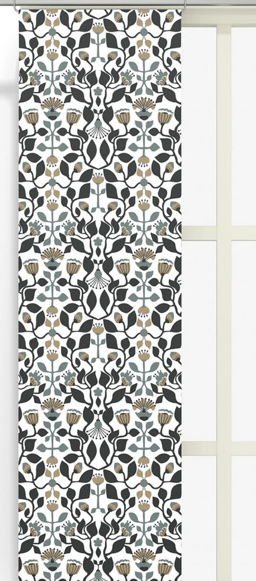 Blomstersnår turkos panelgardiner