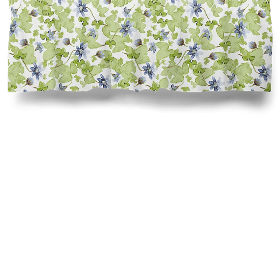 Blåsippa vit gardinkappa metervara