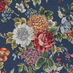 Dolores blå blommigt möbeltyg