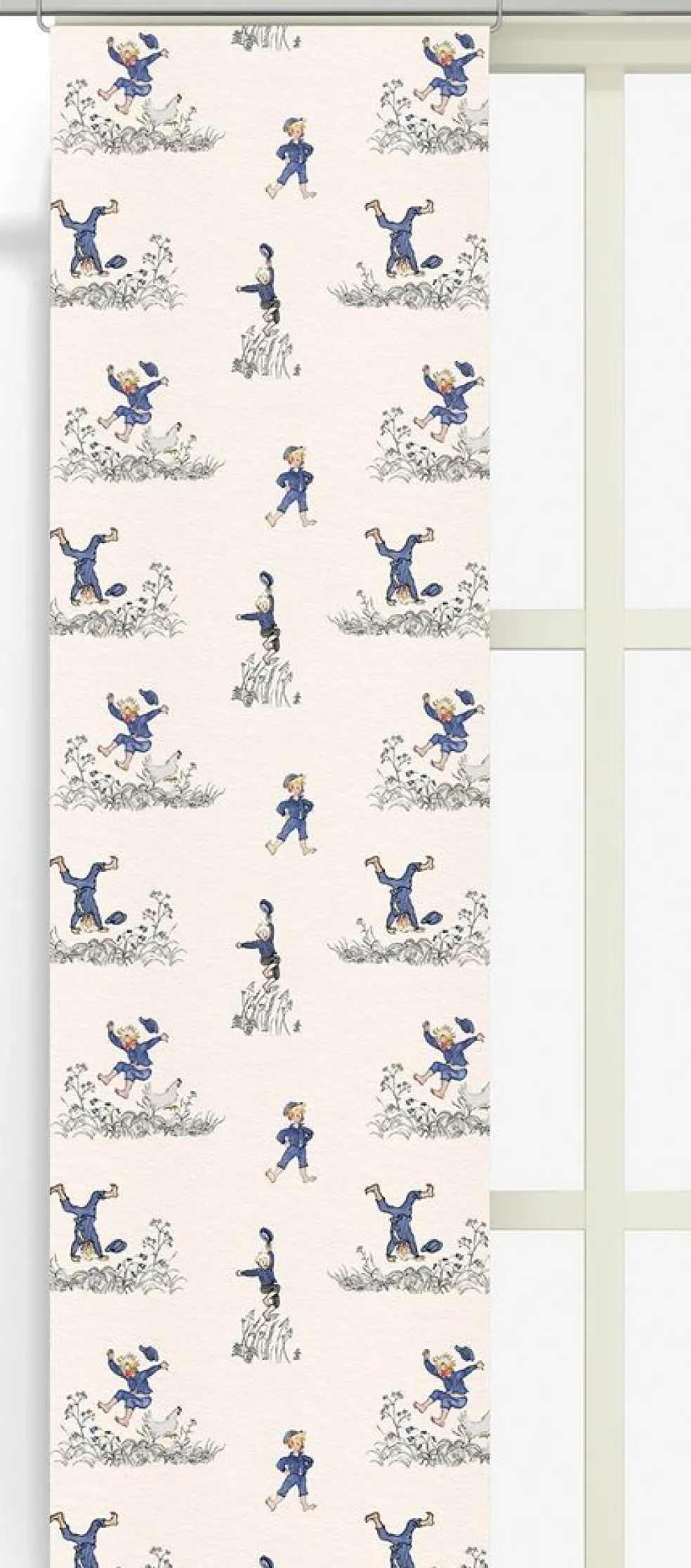 Emils Glädjeskutt beige panelgardiner