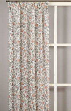 Emma grön skira gardiner med blomstermönster 140x250cm