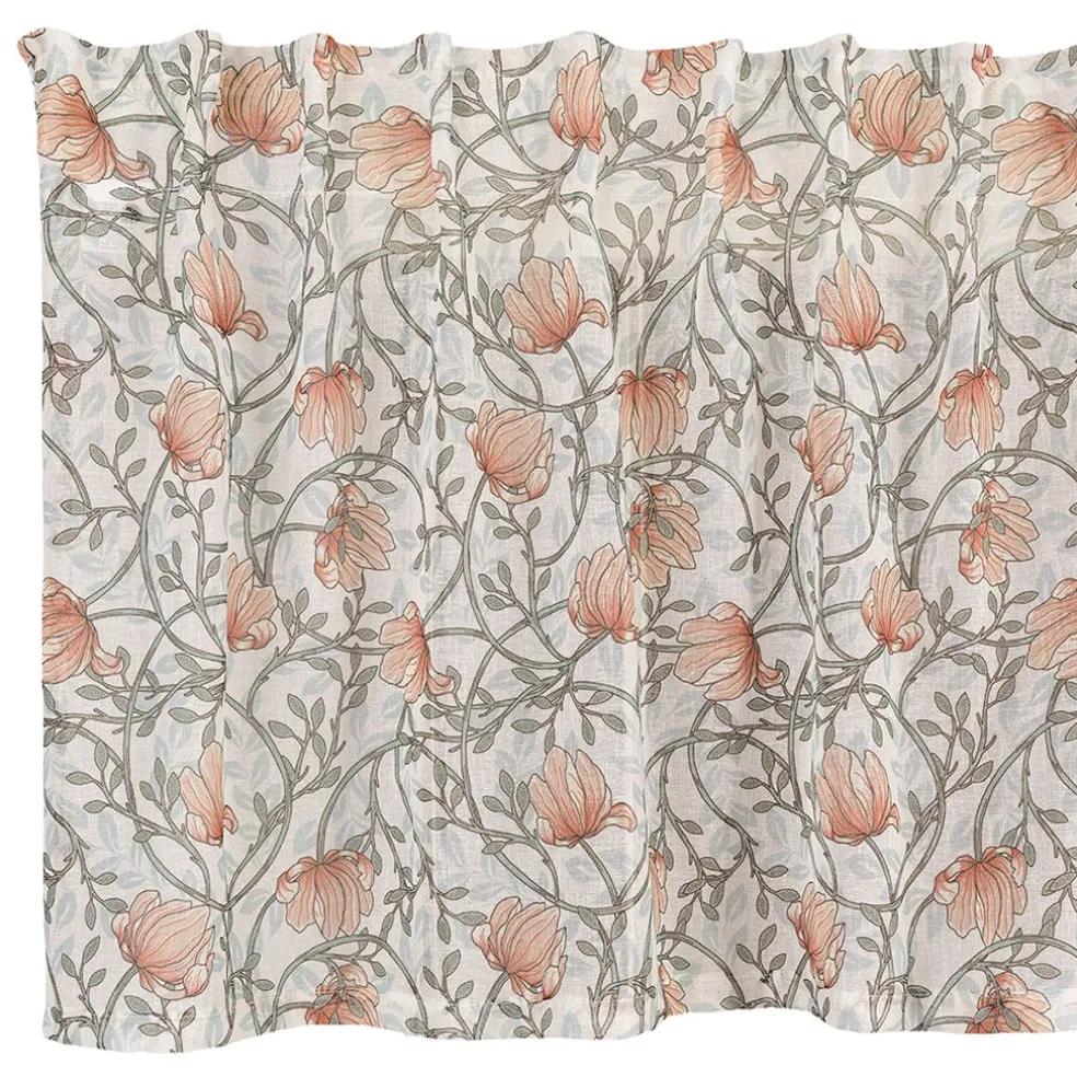 Emma grön skir gardinkappa med blomstermönster 50x250cm