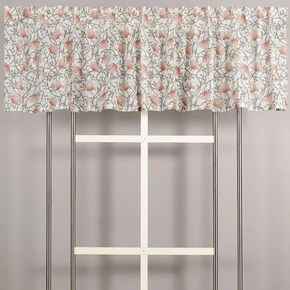 Emma grön skir gardinkappa med blomstermönster 50x250cm