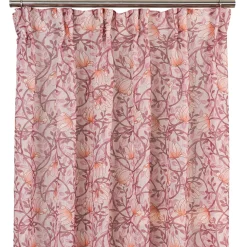Emma rosa skira gardiner med blomstermönster 140x250cm