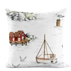 Fiskeskär vit kuddfodral