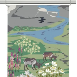 Fjällängar grå-grön panelgardiner
