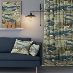 Fjällvandring beige-blå gardiner