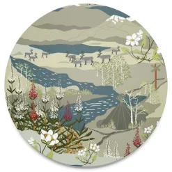 Fjällvandring beige-blå grytunderlägg