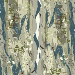 Fjällvandring Bård beige-blå tyg