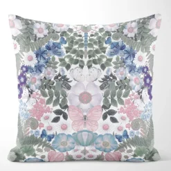 Fjärilsblom kuddfodral turkos-rosa - fjärilar och blommor
