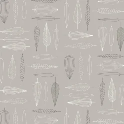 Frostblad beige tyg – metervara med bladmotiv