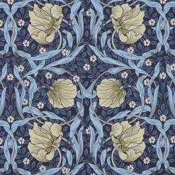 Grace blå tyg - Klassisk blommig Arts and Crafts design