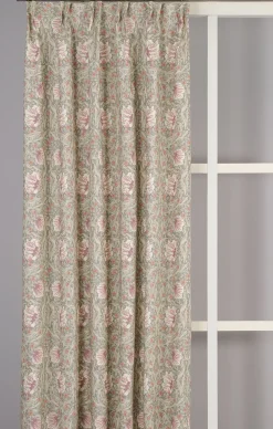 Grace dimmgrön gardiner - Klassisk blommig Arts and Crafts design