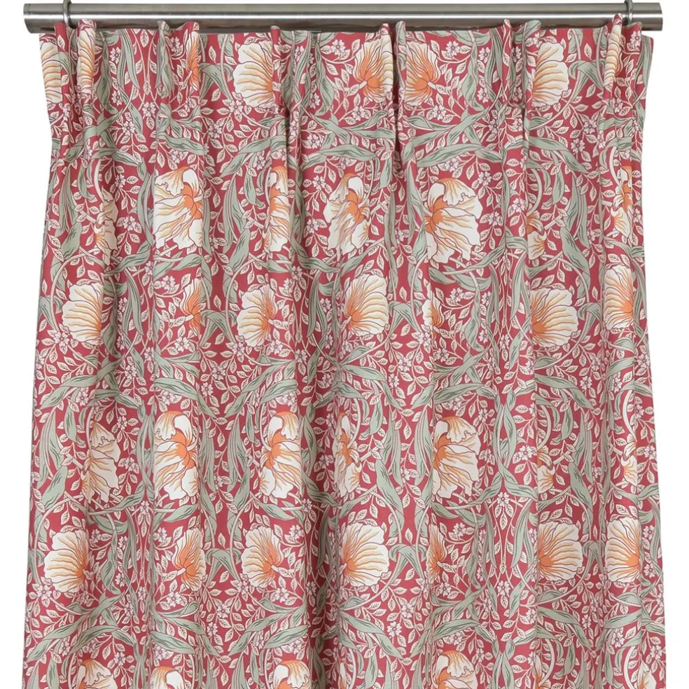Grace röd gardiner - Klassisk blommig Arts and Crafts design