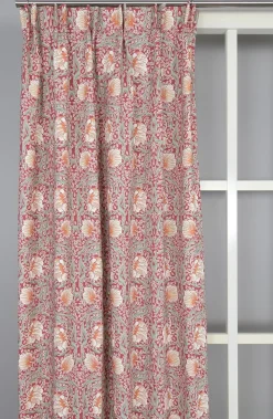 Grace röd gardiner - Klassisk blommig Arts and Crafts design