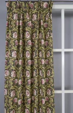 Grace rosa-grön gardiner - Klassisk blommig Arts and Crafts design