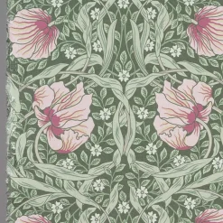 Grace rosa/ljusgrön tyg - Klassisk blommig Arts and Crafts design