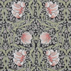 Grace svart tyg - Klassisk blommig Arts and Crafts design