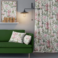 Humlegården rosa-grön gardiner
