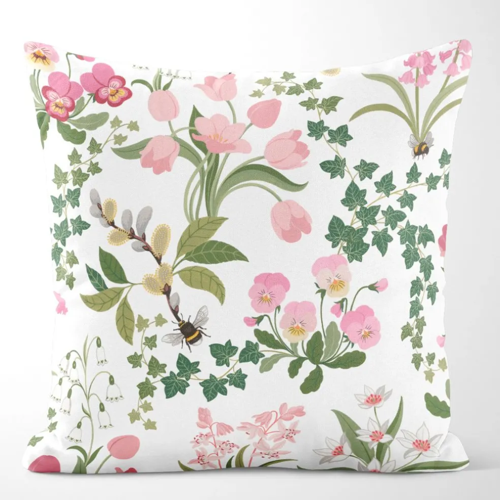 Humlegården rosa-grön kuddfodral