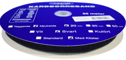 Kardborreband mjuk klister svart 20mm - 25m rulle