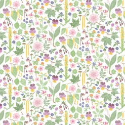 Kungsljus multi – blommigt tyg med nordisk flora
