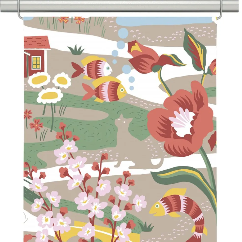 Landet bubblar orange-beige panelgardiner