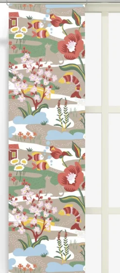 Landet bubblar orange-beige panelgardiner