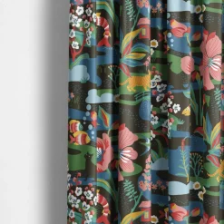 Landet Bubblar svart-multi gardiner