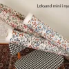 Leksand mini dalablå tyg med traditionellt dalahästtryck