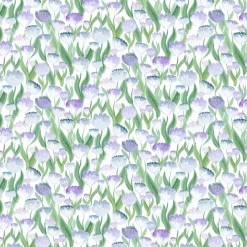 Ljuvligt blå – blommigt tyg i mjuka blå och lila toner