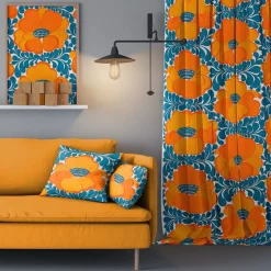 Love blå-orange gardiner
