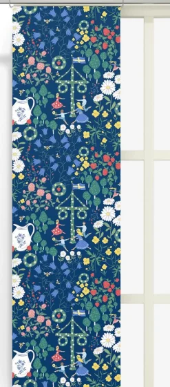 Midsommardans blå panelgardiner