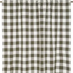 Moa grön rutiga gardiner i återvunnet material 140x250cm