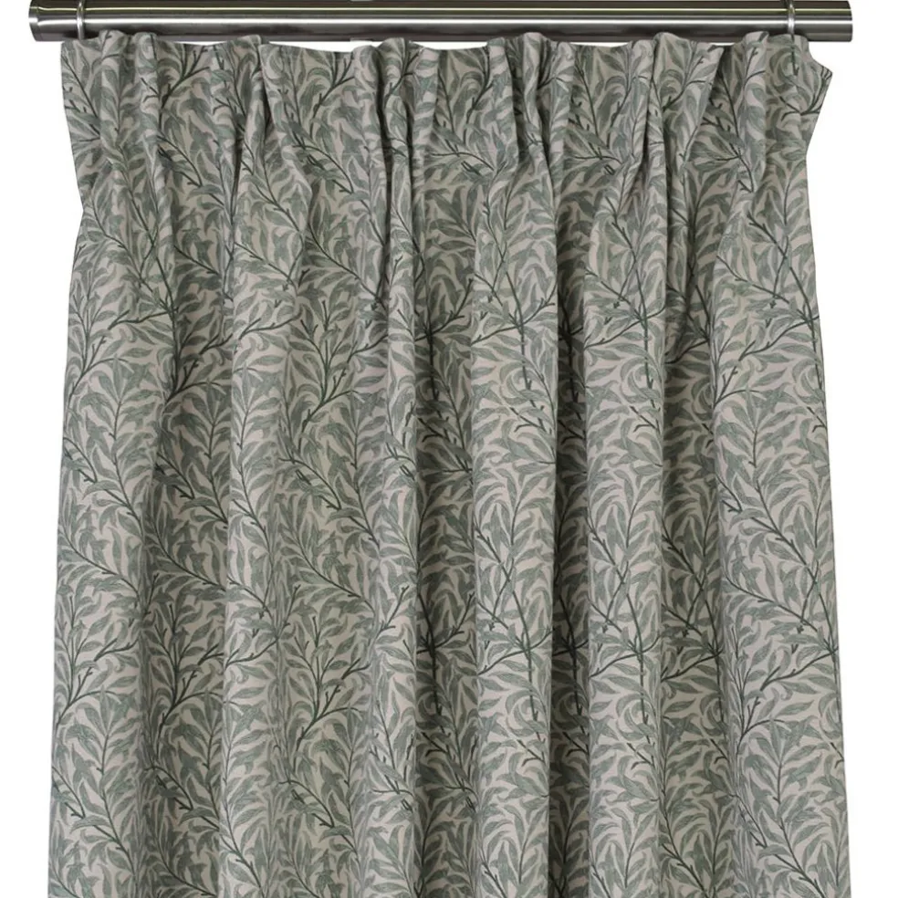 Ramas beige-mint gardiner med kvistar och blad