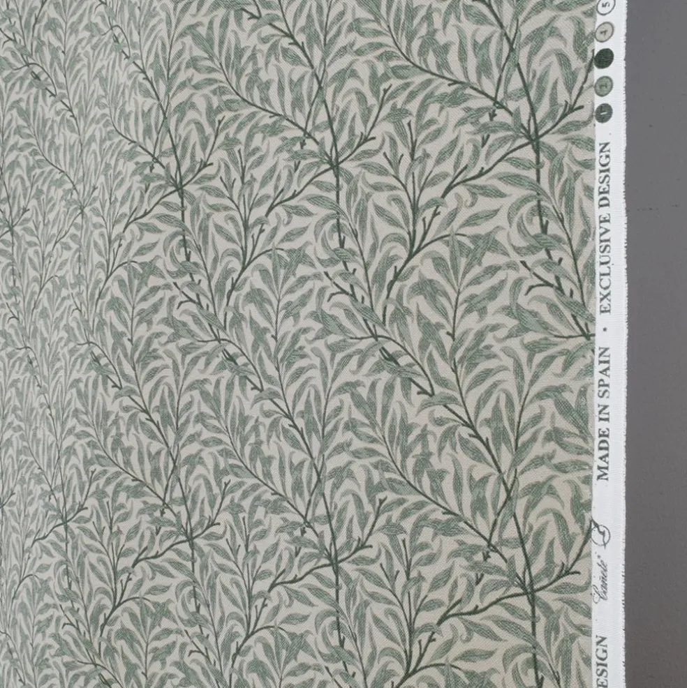 Ramas beige-mint tyg med kvistar och blad
