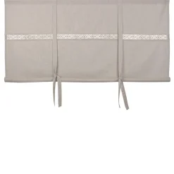 Sanna beige hissgardin med dekorativt spetsband
