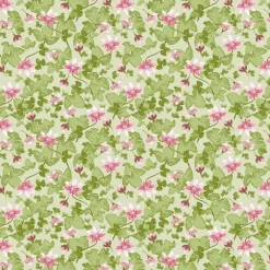 Sippa grön – blommigt tyg i grönt och rosa