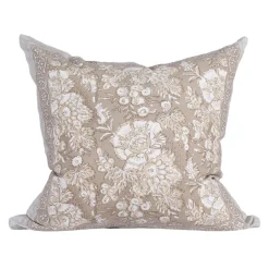 Sonia beige blommigt kuddfodral i bomull 48x48cm