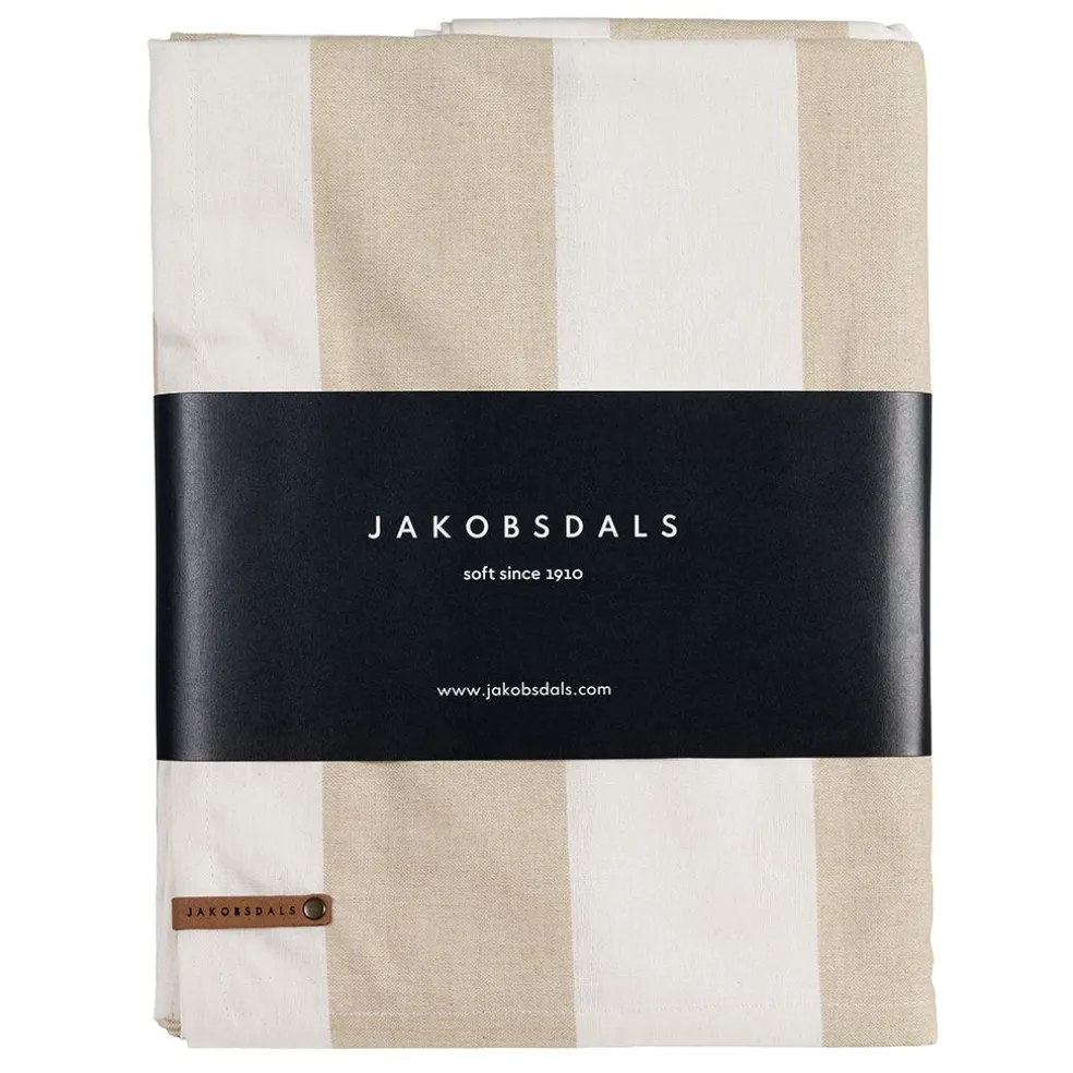 Striato beige randig textilvaxduk – praktisk bordsduk