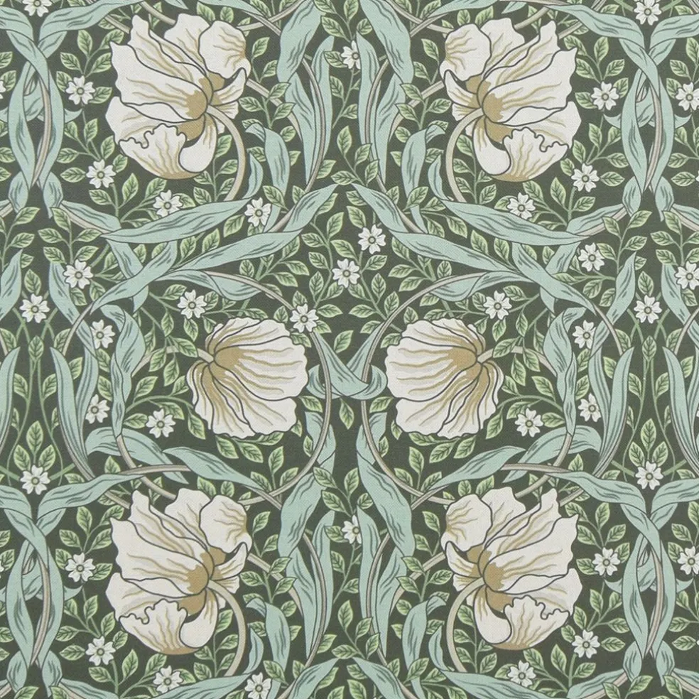 Textilvaxduk Grace grön - Klassisk blommig Arts and Crafts design