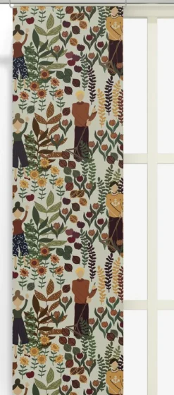 Trädgård rost/beige panelgardiner