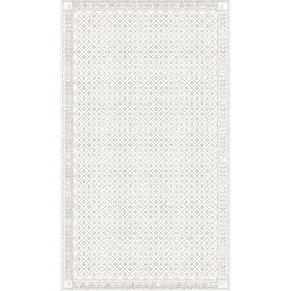 Åttebladsrose beige duk 150x260cm - Ekelunds Linneväveri