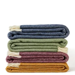 Ullpläd Fishbone English Mustard, 100% Ull, 150x183 cm