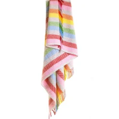 Ullpläd Stripe Rainbow Grey, 100% Ull, 150x183 cm